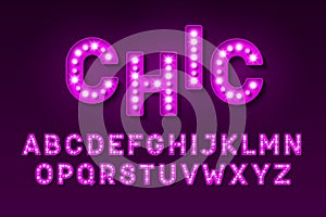 Broadway style retro light bulb font