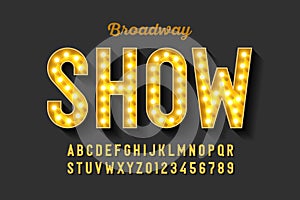 Broadway style retro light bulb font