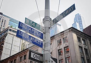 Broadway and W 54 St. Signpost