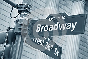 Broadway and West 36th Street sign