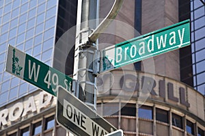 Broadway direction sign in Manhattan, New York, USA