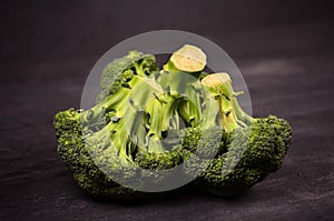 Broccoli on a black background