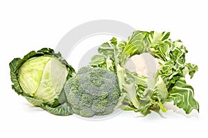 Broccoli, cabbage, cauliflower photo