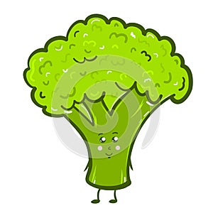 Broccoli cute cartoon character flat style vector doodle illustration for organic food, recipe, cook book, article