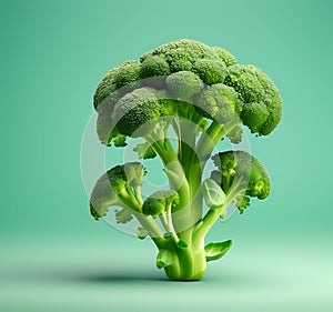 Broccoli in Detailed 3D Render Against Solid Background