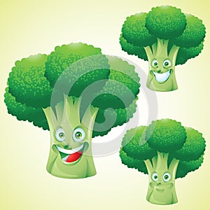 Broccoli face expression cartoon character set