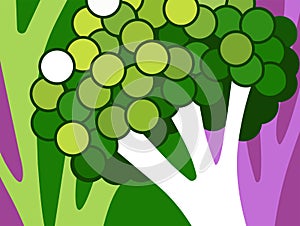 Broccoli floret design with abstract stalks in background