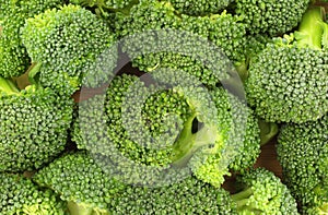 Broccoli florets on cutting board