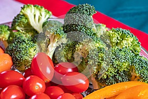 Broccoli and Grape Tomatoes Served as a Snack