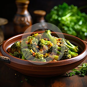 Broccoli and green beans stewed in garlic sauce 3