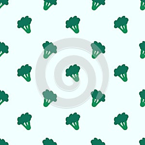Broccoli hand drawn vector seamless pattern. Vegetable simple doodle style illustration. Vegan raw background. Vegetarian food