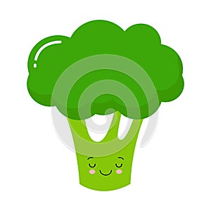 Broccoli icon. Green color. Vegetable collection. Fresh farm healthy food. Smiling face. Cute cartoon character. Education card