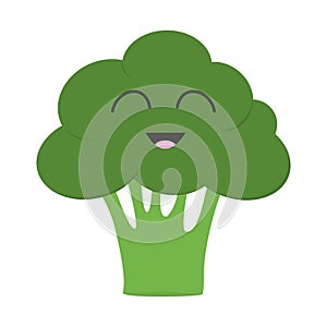 Broccoli icon. Green color. Vegetable collection. Fresh farm healthy food. Smiling face. Cute cartoon character. Education card fo