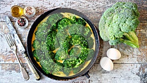 Omelet with broccoli and eggs.