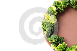 Broccoli on plate isolated on white