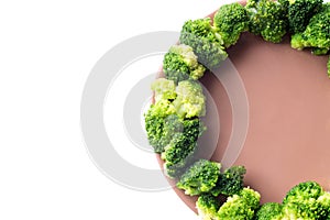 Broccoli on plate isolated on white