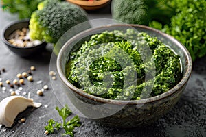 Broccoli Rabe Pesto Infused with Mediterranean Flavors. AI Generated photo