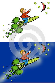 Broccoli rocket boy riding