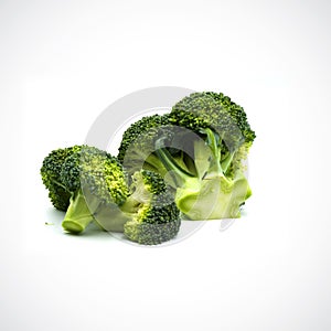 Broccoli separate pieces  on the white blackground