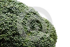 Broccoli top macro fragment. Green vegetable close-up