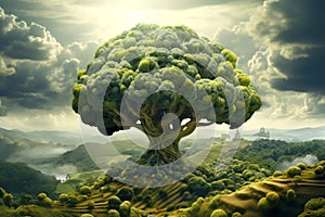 Broccoli Tree. Fantasy Landscape