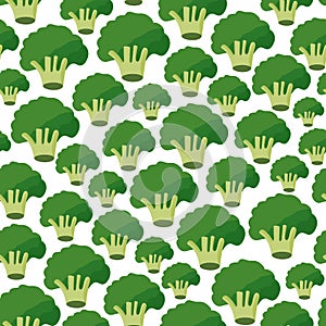 Broccoli vegetables seamless pattern on white background, green broccoli ingredients food