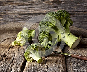 Broccoli on the wooden background