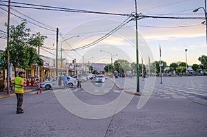 Brochero square, Argentina at sunset