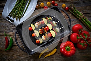 Brochette grill with tomato onion pepper zucchini