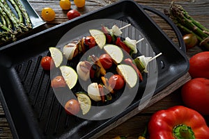 Brochette grill with tomato onion pepper zucchini