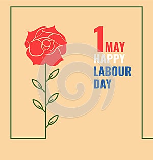 Happy Labour Day with Rose Greeting Card photo