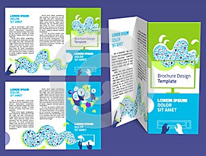 Brochure, booklet z-fold layout. Editable design template