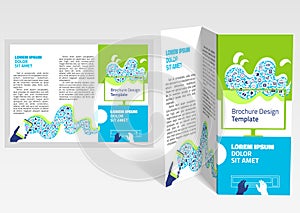 Brochure, booklet z-fold layout. Editable design template