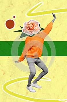 Brochure collage image of happy weird girl celebrating international women day dance night club  on drawing