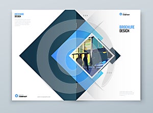 Brochure Cover Background Design. Blue Corporate Template Layout for Business Annual Report, Catalog, Magazine or Flyer