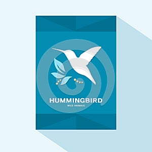 Brochure cover flat design with humming bird icon