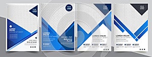 Brochure design, cover modern layout, annual report, poster, flyer in A4 with blue triangles