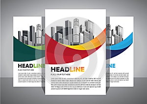 Brochure design, cover modern layout, annual report, poster, flyer in A4 with colorful triangle