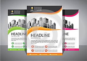 Brochure design, cover modern layout, annual report, poster, flyer in A4 with colorful triangle