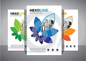 Brochure design, cover modern layout, annual report, poster, flyer in A4 with colorful triangle