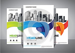 Brochure design, cover modern layout, annual report, poster, flyer in A4 with colorful triangle