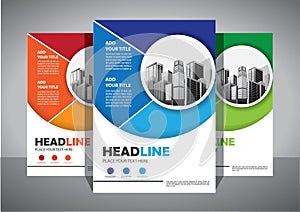 Brochure design, cover modern layout, annual report, poster, flyer in A4 with colorful triangle