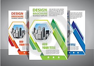 Brochure design, cover modern layout, annual report, poster, flyer in A4 with colorful triangle