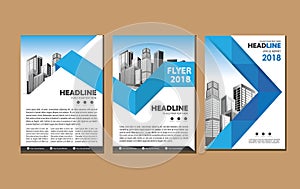 Brochure design, cover modern layout, annual report, poster, flyer in A4 with colorful triangles, geometric shapes for tech, scien