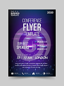 Brochure design flyer template technology conference geometric shapes design layout, annual report, magazine, poster, corporate