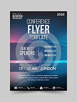 Brochure design flyer template technology conference geometric shapes design layout, annual report, magazine, poster, corporate re