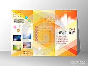 Brochure design template, business broadsheet concept, background photo