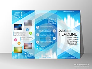 Brochure design template, business broadsheet concept, background photo