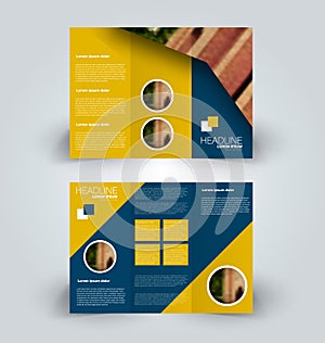 Brochure design template for business education advertisement. Trifold booklet