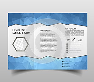 Brochure design template polygonal tri-fold abstract triangles, Modern triangle presentation template. Business design background